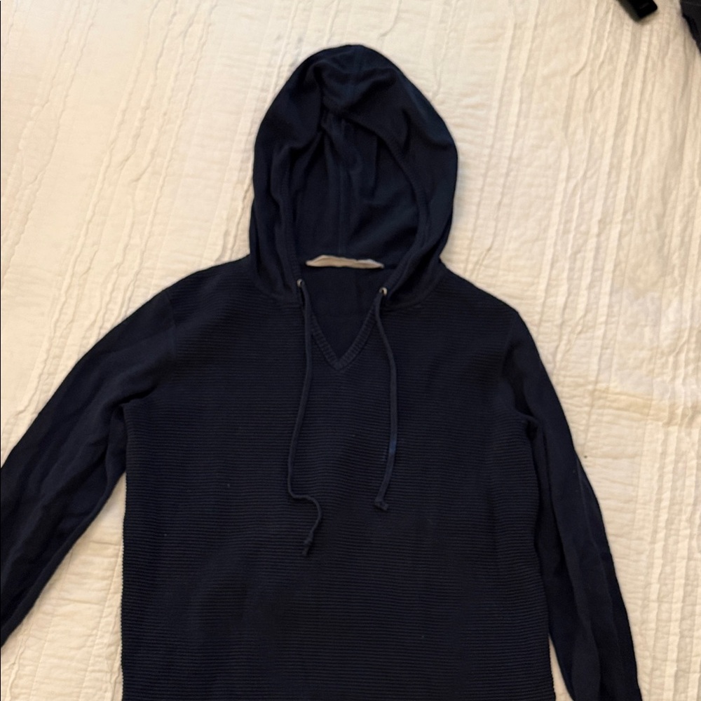 Athleta Aster navy ribbed hooded sweater